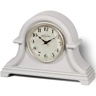 Presentime & Co. Kaminuhr, Vintage-Landhaus-Serie, Napoleon-Schreibtisch- und Regaluhr, 33 x 25,4 cm, gewölbtes Uhrenglas, Quarzwerk, ABS-Kunststoffgehäuse, grau-cremefarbenes Finish