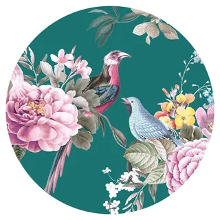 Grandora Wandtattoo Wandaufkleber Blumen Wohnzimmer Wandsticker florales Design Wandbild Schlafzimmer Wanddeko Flur Esszimmer Tapete selbstklebend rund DL652-10