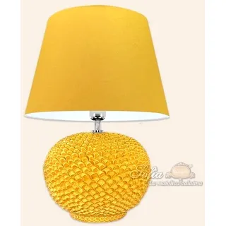 Tischleuchte Keramisch von Caltagirone Zapfen Ball Gelb made in Italy
