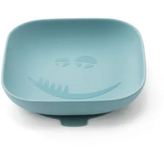 MiaMia Silikon Baby Teller mit Saugnapf - sicherer, geprüfter und lebensmittelechter Babyteller/rutschfester Silikonteller- Monster Petrol