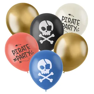 Folat 27474 Piraten Deko Kinder Geburtstag - Latexballons - Pirate Party - 33 cm - 6 Stück - Luftballons für Piratenparty Mädchen Junge