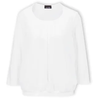 GOLDNER Kurzarmbluse »Chiffon-Shirt mit 3/4-Arm, Rundhals«, weiß,