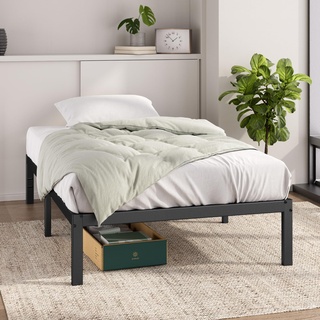 Zinus Elias Bett 90x200 cm - Höhe 36 cm mit Stauraum unter dem Bett - Metall-Plattformbettrahmen - Schwarz