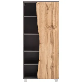 Xora Midischrank , Graphitfarben , Holzwerkstoff , 8 Fächer , 60x130x35 cm , Made in Germany , Typenauswahl, hängend, stehend , Badezimmer, Badmöbel, Midischränke