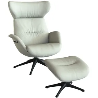 flexlux Relaxsessel More Leder 90 x 107 x 89 cm Weiß drehbar, ergonomisch, mit Kopfteil