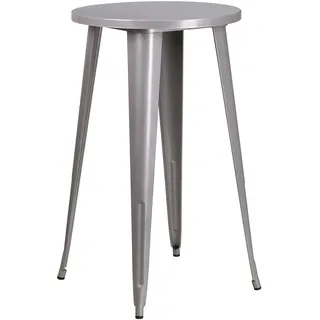Flash Möbel 61 cm rund Metall Indoor-Outdoor Bar Höhe Tisch, Metall, Silber, 101.6 x 66.040000000000006 x 12.7 cm
