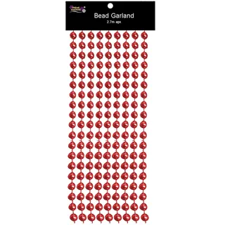 Theme Machine Weihnachtsbaum Deko 2.7 Meter Chunky Perlen Girlande - Rot