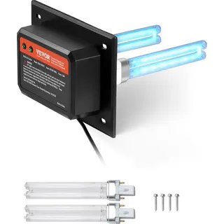 Vevor HVAC-Luftreiniger für das ganze Haus, 18 W, 175 mm, Kanal-Klimaanlage, Kanal-Luftreiniger, HVAC-UV-Licht-Klimaanlagen-Luftreiniger - Schwarz