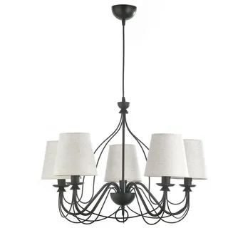 Kronleuchter , Creme, Schwarz , Metall, Textil , 65x130x65 cm , Lampen & Leuchten, Leuchtenserien