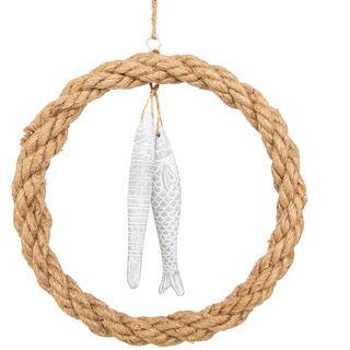 Logbuch-Verlag maritimer Türkranz Dekokranz aus Jute + Fische aus Beton Moderne Deko Badezimmer Wintergarten Ø 32 cm