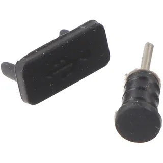 AccuCell Staubschutz-Kappen Set für USB Type C (USB-C) & Kopfhörer-Anschluss schwarz