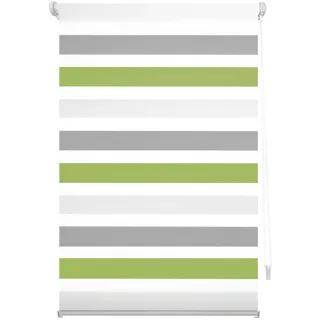 Decorblind | Doppellagiges Rollo ohne Werkzeug und ohne Bohren, Maße: Breite 120 x Länge 180 cm/Maße Stoff: 117 x 175 cm, Pistaziengrau, Jalousie für Fenster