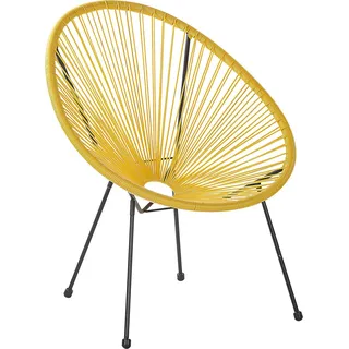 BELIANI Balkonstuhl Gelb Polyrattan Spaghetti-Optik Modern Mexikanischer Stil Outdoor Balkon Terrasse Garten Möbel - Gelb, Schwarz
