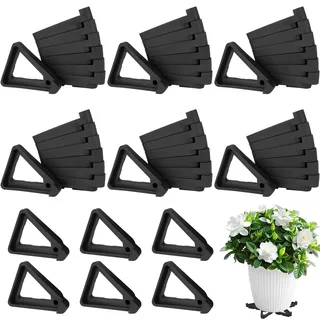 48 Stück Dreieck Blumentopf Füße, Outdoor Unsichtbare Pflanzen Topffüße, Kunststoff Pflanzgefäße Ständer Heber, Atmungsaktive Blumentopffüße für Innen-& Außenbereich Garten Balkone (Schwarz)