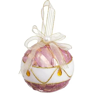 Weihnachtsbaumkugeln Weiß Rosa Polyfoam Stoff 8 x 8 x 8 cm (4 Stück)