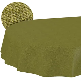 ANRO Tischdecke abwaschbar oval 240 x 140 cm Olivgrün