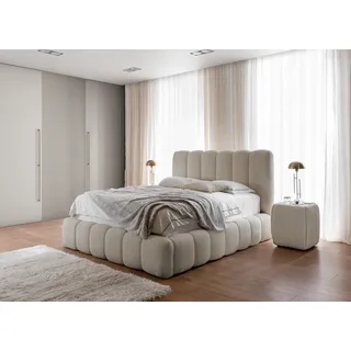 YOURHOUSE24 Polsterbett Cande mit Bettkasten und Metallrahmen (Farbe: Catch me 02, Größe: 140x200 cm) - Beige