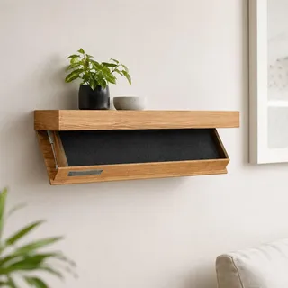 Zbyrithx Wandboard mit Geheimfach Aufbewahrungsbox aus Holz 40 x 21 x 7,2 cm Schweberegal mit versteckter Hängeschublade Wandregal für Wohnzimmer Büro Küche