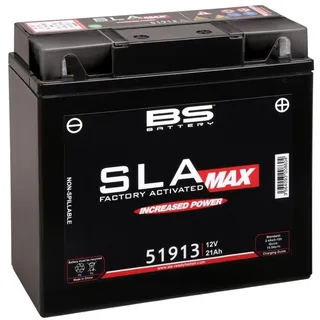 BS Battery 300860 51913 AGM SLA MAX Motorrad Batterie, Schwarz