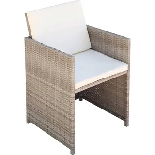 vidaXL Gartenstühle 2 Stk. mit Polstern und Kissen Poly Rattan Beige - Creme, Weiß