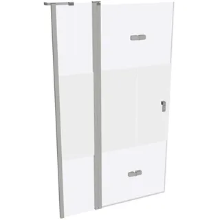 HÜPPE Design pure Schwingfalttür, mit festem Segment, linksseitige Befestigung, Breite 1200mm, Höhe 2000mm, 8P7004087373, Duschkabine: Profilfarbe silber matt Glas ESG Privatima