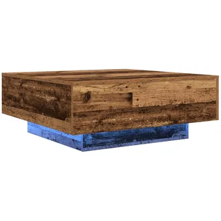 vidaXL Couchtisch mit LED-Leuchten Altholz 80x80x31 cm