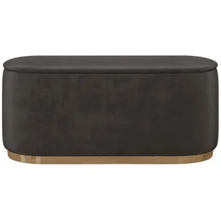 Dancan Pouf Scarlett mit Stauraum, goldene Basis, 110/47/45 cm, Grau , Textil , Oval , 110x47x45 cm , Wohnzimmer, Sessel, Hocker & Hockerbänke, Poufs