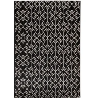 Steffensmeier Outdoorteppich 280/380 cm Bergen Raute , Schwarz , Textil , Rauten , Rechteckig , 280x380 cm , wasserabweisend , Teppiche und Böden, Teppiche, Outdoorteppiche