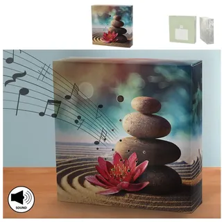Cepewa Soundbox 'Steine' Bewegungssensor | 12x12x3,5cm Pappe Kunststoff | Meditationssound Lautstärke regulierbar (1 x Soundbox Steine)