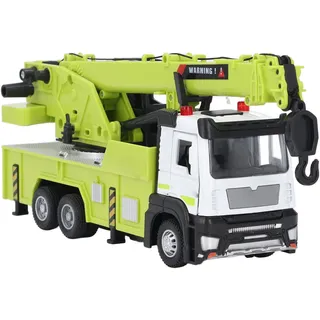 Kran-Spielzeug-LKW für Jungen und Mädchen, ausziehbarer Arm, Ton und Licht, zu öffnende Tür, Baukran-Modell aus Metalllegierung