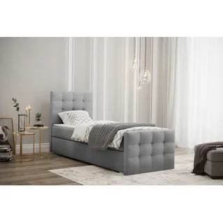 Kaiser Möbel Boxspringbett mit bettkasten matratze topper AMOR stoff Cosmic Links Grau 90 cm x 200 cm - Grau