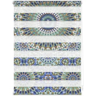 Doppelrollo LICHTBLICK ORIGINAL "Duo Rollo Motiv Orientalisches Muster" Gr. 2, blau (blau, grün), B:60cm H:150cm, Polyester, Rollos, Doppelrollo, bedruckt