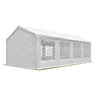 TOOLPORT Partyzelt 4x8 m Pavillon starke PVC 600 N Plane wasserdicht und schneller Aufbau - Weiß