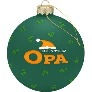 Gruss & CO Weihnachtskugel Motiv Opa | Glaskugel mit Bändchen, Durchmesser 8 cm, in Geschenkbox | 51146, Grün