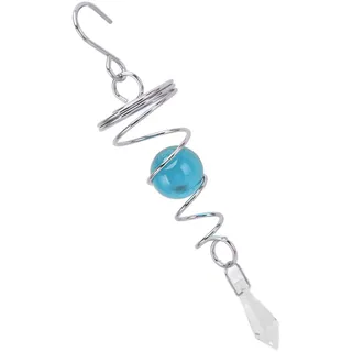 Hztyyier 2 Stücke Windspiele Rotierende Spirale Edelstahl Blickende Kugel Schwanz Wind Spinner für Außerhalb Unisex Neues Haus (Blauer See)