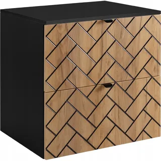 RODAN | Waschbeckunterschrank 60 cm - Braun Matt - Badezimmerschränke - Badmöbel - Waschbecken Unterschränke - Schwarze Arbeitsplatte - Braun