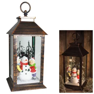 Weihnachten Schneemann 30cm Laterne Aufleuchtend Batterie Betrieben Dekoration