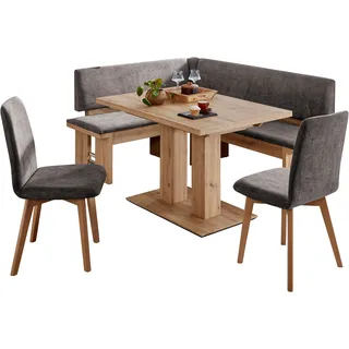 massivline & more Eckbankgruppe "Enns, Eckbank mit Tisch und Stühlen, Sitzecke, Eckbank Garnitur", 4 Stk. tlg. umstellbar, artisan oak, braun,