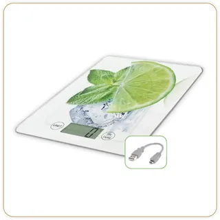 LTTLE BALANCE 8544 Slim Citron USB-R, Küchenwaage ohne Akku, USB wiederaufladbar, reparierbar, 5 kg, Zitrone