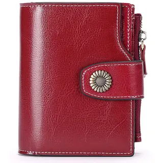 SENDEFN Portemonnaie Damen Echtleder rot