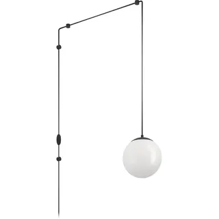 EGLO Hängelampe Rondo 3, Lampenfassung mit Kabel und Stecker, Pendelleuchte über Esstisch, Esszimmerlampe aus schwarzem Metall und weißem Glas, E27 Fassung