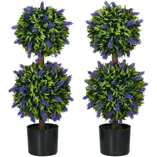 Homcom Künstliche Pflanzen 2er-Set, UV-Beständig mit Lavendel