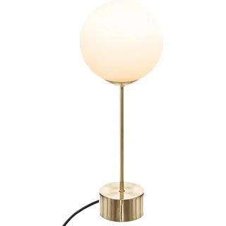Dris Gold Nachttischlampe mit Glasschirm - Gold, Weiß