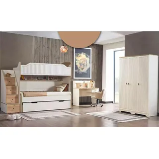 Kinderzimmer Etagenbett Hochbett Set Schreibtisch Kleiderschrank 3tlg. Zimmer - Weiß