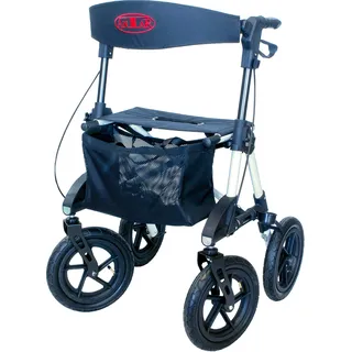 Antar Medizin Aluminium Outdoor Rollator mit Luftbereifung für Wald-und Feldwege schwarz