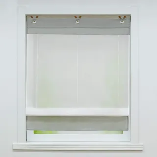 Joyswahl Voile Ösenrollo Transparenter Raffrollo mit Farbiger Blende »Irene« Schals Fenster Gardine mit Hakenaufhängung, ohne Bohren BxH 80x155cm Silbergrau 1 Stück