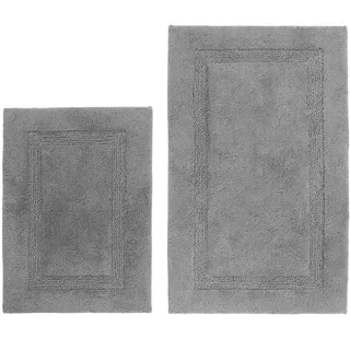 Nautica Badezimmer-Teppiche, weiche und saugfähige Baumwolle, stilvolle Heimdekoration, 2 Stück, Tonne Dunkelgrau