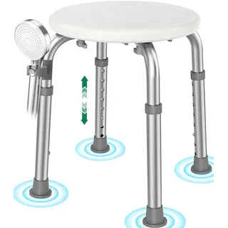 Luckfaith Duschhocker höhenverstellbar, 158 kg Belastbarkeit, Leichter Badhocker mit rutschfesten Füßen, werkzeuglose Montage, mobiler Duschstuhl für Senioren & Behinderte