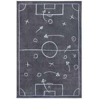 Hanse Home Kinderteppich , Dunkelgrau , Textil , Fußball , rechteckig , 160x235 cm , Oeko-Tex® Standard 100 , für Fußbodenheizung geeignet, in verschiedenen Größen erhältlich, pflegeleicht, strapazierfähig, leicht zusammenrollbar , Teppiche und Böden, Teppiche, Kinderteppiche
