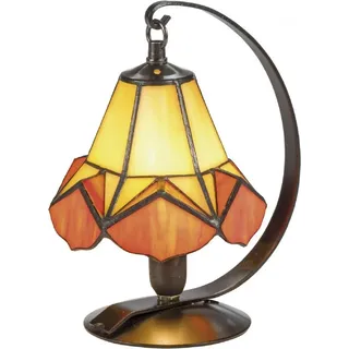Casa Padrino Luxus Tiffany Tischleuchte Gelb / Orange Ø 15 x H. 23 cm - Handgefertigte Leuchte aus 36 Teilen - Gelb, Orange